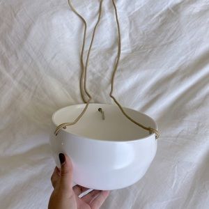 Ceramic White Hanging Planter| Polyester Rope Holder